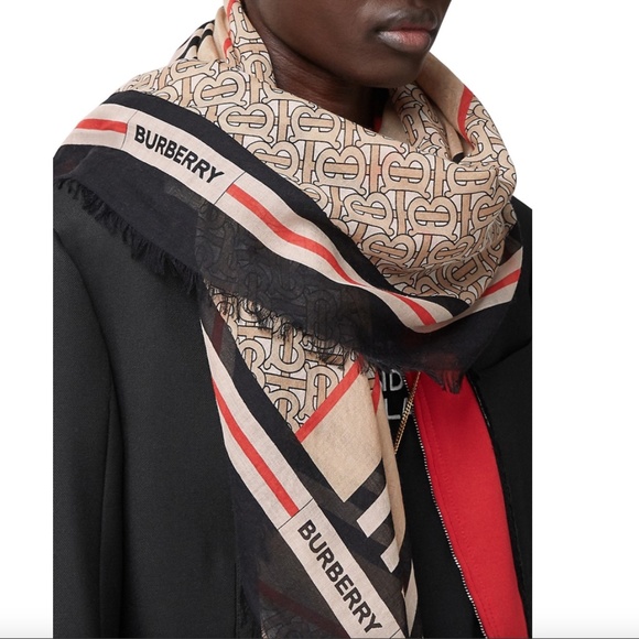 Burberry Monogram Stripe Wool & Silk Scarf - Picture 1 of 7